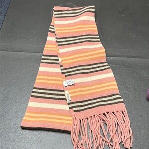 Ann Taylor Loft Pink Stripes Fringe Scarf